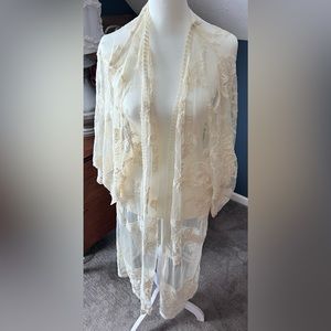 Sheer White Lace Kimono